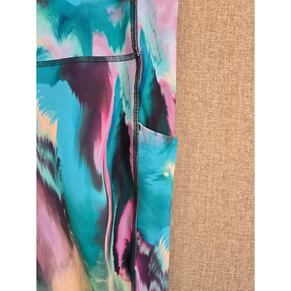Tek Gear Ultrastretch Leggings Womens 1X Multicolor Abstract Pocket Yoga Pants - Picture 3 of 11